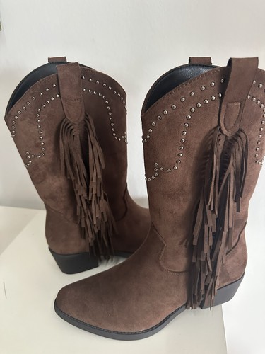 Trendy fransen stiefel cowboy - stiefel,