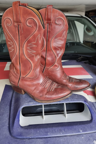 Braune leder cowboy stiefel - 42,