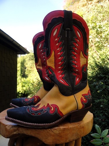 Cowboystiefel schwarz rot gelb